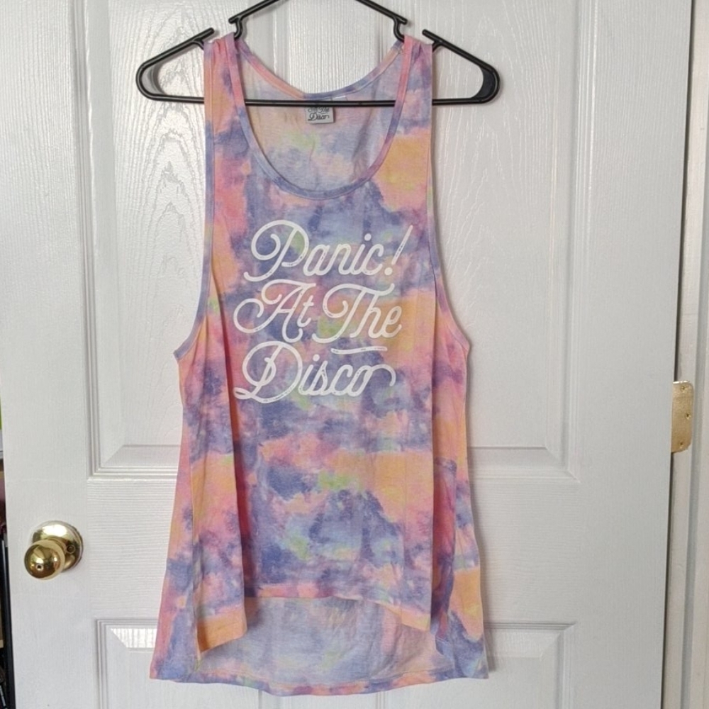 Panic! At the Disco muscle high low tank tie dye